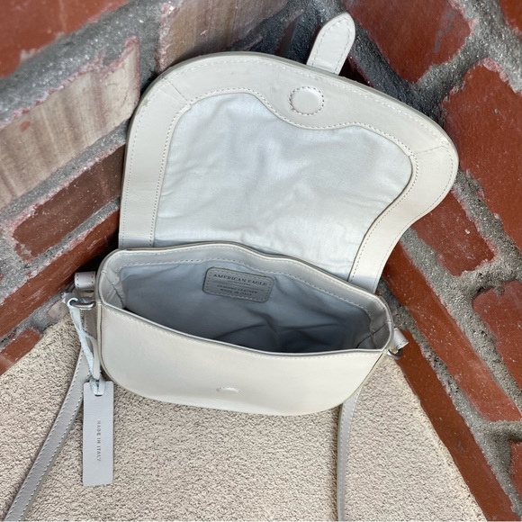 🆕American Eagle Outfitters Leather Crossbody in Khaki Cream made in Italy 🇮🇹 - Picture 8 of 11